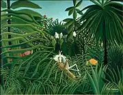 Henri Rousseau, Cheval attaqué par un jaguar (Jaguar Attacking a Horse), 1910, oil on canvas, 116 × 90 cm, Pushkin Museum