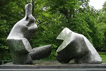 Two Piece Reclining Figure No. 5 (1963–64), bronze, Kenwood House grounds, London