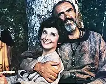 Publicity shot of Hepburn with Sean Connery from Robin Hood film.