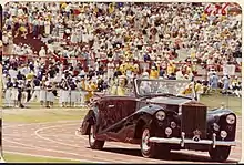 Elizabeth II at the closing ceremony of the Brisbane Commonwealth Games, 1982