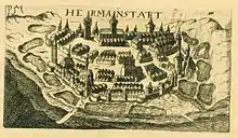 Copper engraving of Sibiu (Hermanstatt), c. 1630