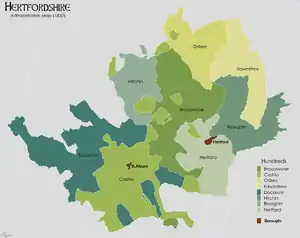 Hertfordshire Hundreds in 1832