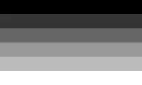 A flag with six horizontal stripes in a gradient of greys from black (top) to white (bottom)