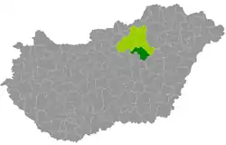 Heves District within Hungary and Heves County.