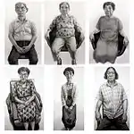 6 pencil and ink drawings of eldery Japanese people, Hibakusha, Survivors of the Atomic Bomb, Hiroshima