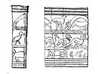 Nekhen ivory cylinder with animals, with impression (drawing)