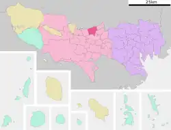 Location of Higashimurayama in Tokyo Metropolis