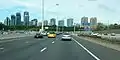 Highway 401 looking east between Avenue Road and Yonge Street; the North York skyline is visible in the distance