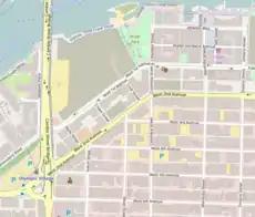 Map of Olympic VIllage Canada Line SkyTrain Station to Hinge Park