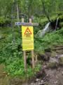 Hivjufossen, warning sign