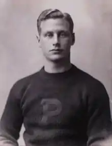 Photograph of Hobey Baker in football gear at Princeton