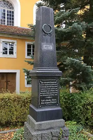 Memorial to the soldiers commanded by Siegmund  (Simon) von Langer in the Hochkirch cemetery