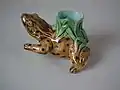 Coloured glazes frog toothpick holder, c. 1870