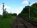 The old station platform and line looking Dumfries