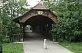 A wooden bridge over the Birs