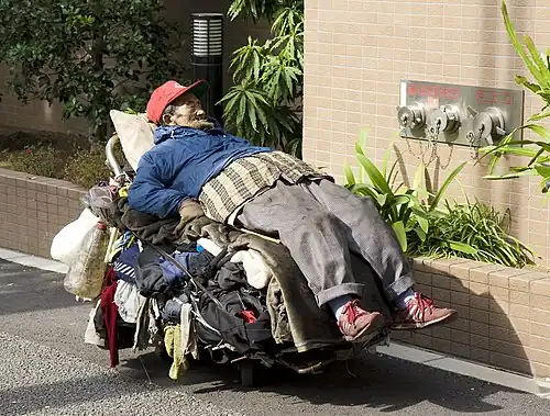 A homeless man in Tokyo