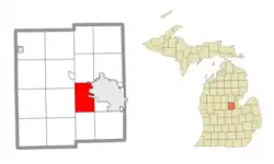 Location within Midland County and the state of Michigan