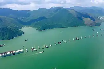 Hong Kong section under construction in 2015 off the coast of Lantau Island