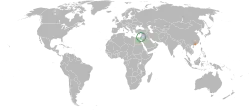 Map indicating locations of Israel and Hong Kong