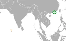 Map indicating locations of Hong Kong and Maldives