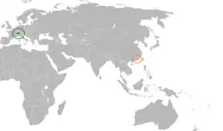 Map indicating locations of Hong Kong and Switzerland