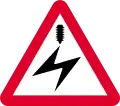 Overhead electric cable ahead