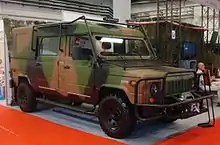 Honker in 5-door version with new Polish camouflage, demonstrated on Defence Industry Exposition (MSPO) in Kielce in 2015. Note the new HONKER brand logo on the car.