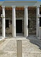 A view of the courtyard with the floor mosaic