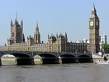 The Palace of Westminster, viewed from across the River Thames