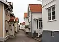 The restored old fishermen houses in Gamlestan (Old Town) at the North Harbor