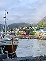 Houses in Siglufjörður: The red building is the Herring Museum.