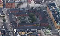 Aerial view of the stable buildings in Stockholm.