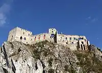 Beckov castle, on a cliff.