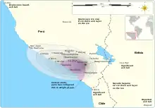 Tephra fell mostly west of Huaynaputina and was observed in many cities of the wider region