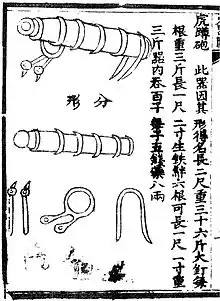 The 'crouching tiger cannon' (hu dun pao) as depicted in the Huolongjing.