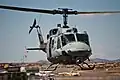 A HMLA-467 UH-1N Huey flies into Prescott, AZ.