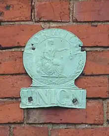 Norwich Union fire insurance mark on Hugglescote Methodist church