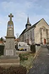 The monument to the dead and church of Humbert