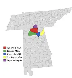 Location of Huntsville–Decatur-Albertville AL