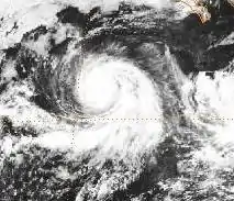 A mature hurricane nearing peak intensity