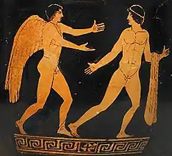 Zephyrus and Hyacinthus red-figure, 440-420 BC.