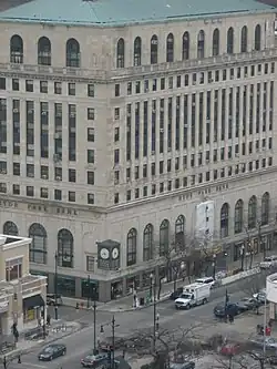 Aerial view of the Hyde Park-Kenwood National Bank Building from the east