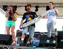 Valentine, Ridge, and Fontaine performing at the Never Say Never Festival in 2011