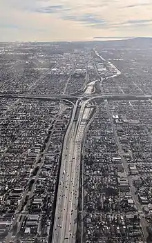 Aerial photograph of the Interstate 110–Interstate 105 interchange