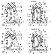 A drawing included in the patent for the buckling spring mechanism