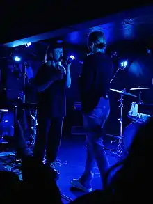 Markwick (left) and Somerville (right) performing at King Tut's Wah Wah Hut, Glasgow, in February 2020