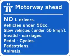 Sign F 331Motorway Prohibitions (English)