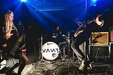 INHEAVEN live at Dingwalls in 2015. From left to right: Chloe Little, Joe Lazarus and James Taylor. Jake Lucas is off the image, to the right of Taylor.