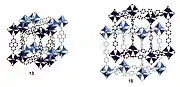 IRMOF-13 (left) and IRMOF-15 (right): Interpenetration of the low density cubic lattices.