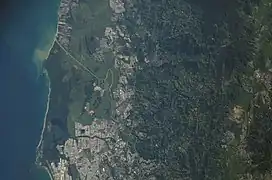 View of the Loíza River in Puerto Rico's northeastern plains from the International Space Station.